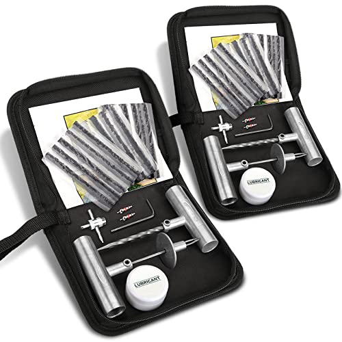 BETOOLL Universal Tire Repair Kit, Heavy Duty Sets of 2-24pcs Emergency Tire Plug Kit, for car Motorcycle, Truck, ARB,ATV, Tractor, RV, SUV, Trailer