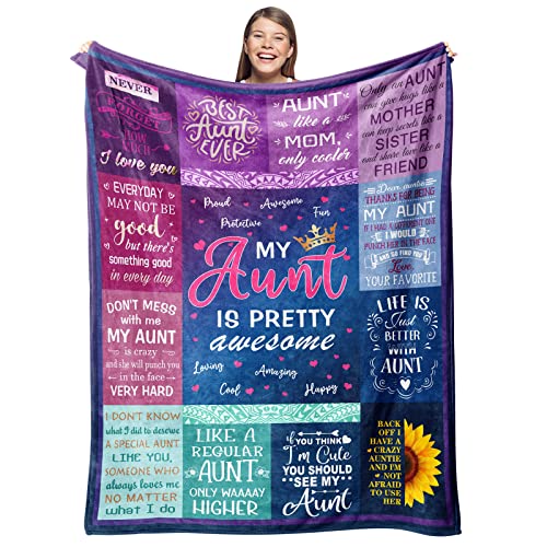 Gevuto Aunt Gifts from Niece Blanket, Best Aunt Ever Throw 50"x60", Mother's Day Christmas Birthday Presents for Auntie, Auntie Gifts for Women