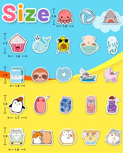 100 PCS Cute Water Bottle Stickers for Kids, Waterproof Vinyl Stickers for Laptop Scrapbook Classroom Students School Supplies Aesthetic Sticker Packs Prizes for Kids Adults Teens Girls