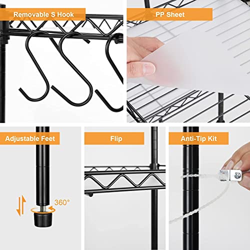 Guangfoshun Best 3-Tier Wire Shelving - Black -Mini Shelf - Kitchen Storage Shelves, Lightweight countertop Storage Rack Corner Shelf Shelving Adjustable Storage Shelf, 11.8" D x 15.7" W x 31.5" H