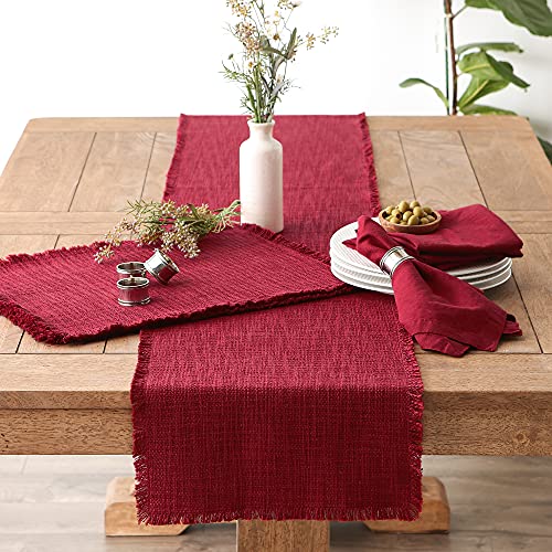 DII Linen Tabletop Collection Machine Washable, Placemat Set, 14.5x20.5, Cranberry, 4 Piece