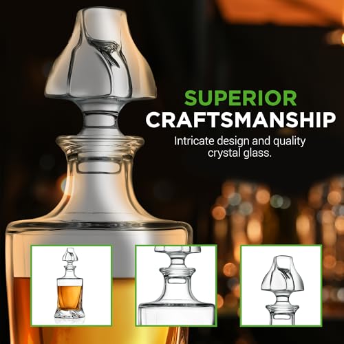 NutriChefKitchen Home Bar Whiskey Decanter,Whiskey Glass Decanter Aerator Set with Four 750ml Whiskey Glasses,Elegant Home Bar,Tabletop Accent Decoration,Separates Sediment Effectively Before Pouring