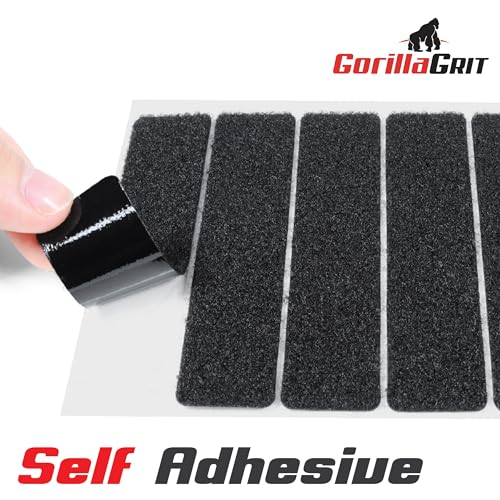 Self-Adhesive Hook and Loop Tape Strips - 1 x 4 inch Wide Straps - Heavy Duty Sticky Back Tape Fastener - 15 Strips (Black)