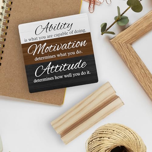 FUGWN Funny Office Desk Decor, Funny Motivational Wood Desk Sign, Funny Inspirational Gifts for Coworkers Women Friends, I Match Energies Wooden Plaque with Wood Stand for Home Office Table Decor