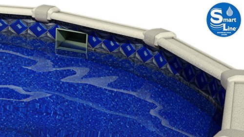 Smartline Crystal Tile 12-Foot-by-24-Foot Oval Liner | UniBead Style | 52-Inch Wall Height | 25 Gauge Virgin Vinyl | Designed for Steel Sided Above-Ground Swimming Pool | Universal Gasket Kit Included