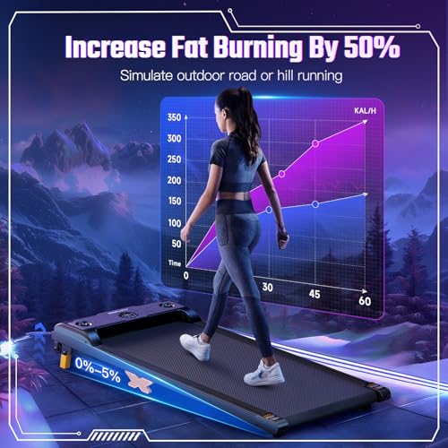 SERVFIT Walking Pad, Under Desk Treadmill with Incline, 3 in 1 Portable Walking Treadmill with Remote Control, LED Display, Hidden Safety Switch, Mini Walking Jogging Machine for Home Office