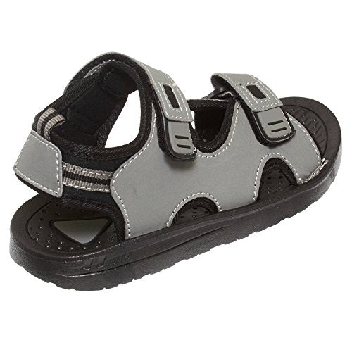 Skysole Boys Double Adjustable Strap Lightweight Sandals Grey/Black 7/8 US Toddler