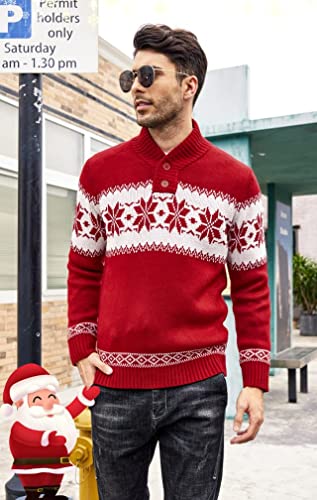 COOFANDY Men's Christmas Sweater Ugly Knitted Xmas Sweaters Casual Snowflake Pullover Knitwear Dark Grey Medium
