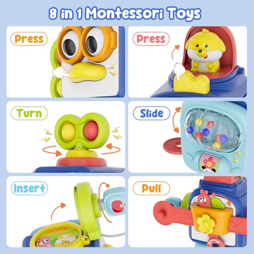 OSIMILY Montessori Toys for 1 Year Old, Sensory Toys for Toddlers 1-3, Travel Activities Busy Cube, Baby Gifts for 12 18 Month, Motor Skills Educational Learning Toys (Blue)