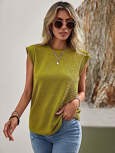 Milumia Women's Casual Cap Sleeve Top Summer Crew Neck T Shirt Light Grey