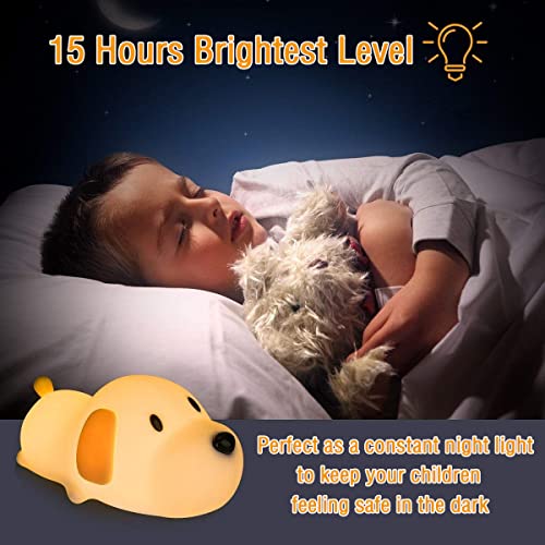 LEDHOLYT Night Light for Kids,Cute Silicone Nursery Puppy Lamp for Baby and Toddler,Animal NightLight for Boys and Girls,Squishy Night Lamp for Bedroom,Kawaii Bedside Lamp for Kids Room(Puppy)