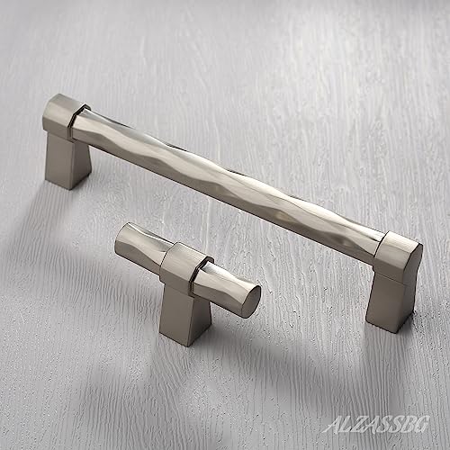 Alzassbg 10 Pack Brushed Satin Nickel Cabinet Pulls, 5 Inch(128mm) Hole Centers Cabinet Handles Kitchen Hardware for Cabinets and Drawer AL3201SN