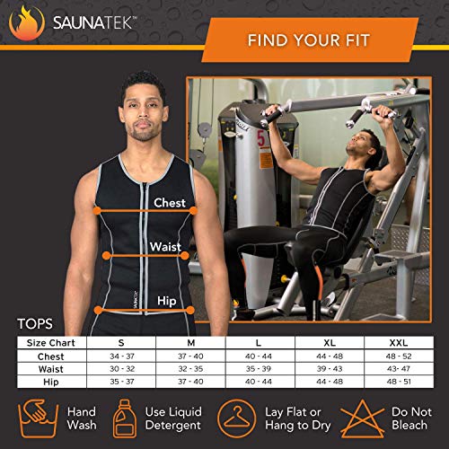 SaunaTek Men's Sauna Sweat Suit Vest for Exercise and Heat Training, Neoprene, Small