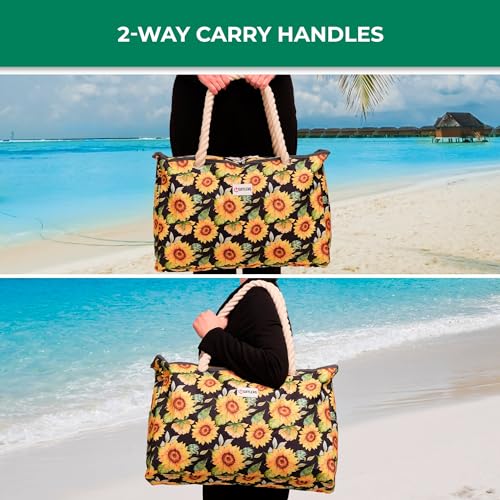 SHYLERO Beach Bag and Pool Bag. Has Airtight Pouch, Key Holder. Beach Tote is Zippered, Waterproof (IP64) - L22xH15xW6