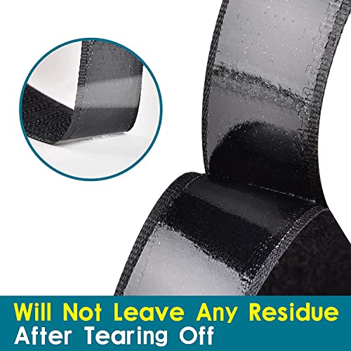 1 Inch x 82 Feet Black Hook Loop Strips with Adhesive Heavy Duty, Multi-Purpose Hook and Loop Tape, Double Sided Hook Loop Rolls, Picture Hanging Strips, Bulk Sticky Straps Wall Hanging Strips