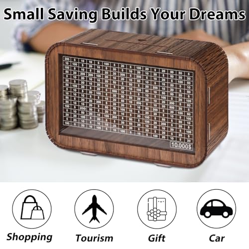 Giftota Wooden Piggy Bank for Boys Girls, Cash Coin Can for Kids, Coin Money Bank for Children, Saving Bank Box Toy Idea Gift for Birthday, Christmas, Baby Shower, Children's Day