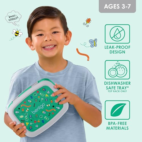 Bentgo Kids Prints Leak-Proof, 5-Compartment Bento-Style Kids Lunch Box - Ideal Portion Sizes for Ages 3-7, Durable, Drop-Proof, Dishwasher Safe, & Made with BPA-Free Materials (Sports)