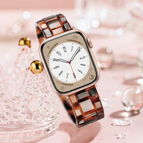 Light Apple Watch Band -Fashion Resin Apple Watch Series 9 8 Band Starlight Stainless Steel Buckle Apple Watch Bands Compatible with Apple Watch Series 9 8 7 SE 6 5 4 3 2(Pearl White, 38mm/40mm/41mm)