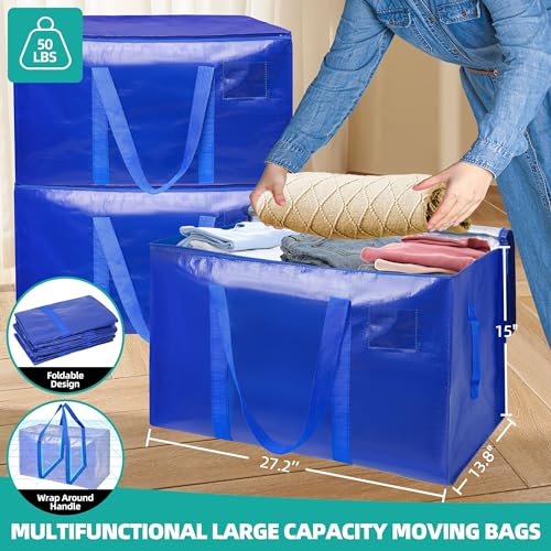 6 Pack Moving Bags Heavy Duty Storage Bags With Zippers And Strong Handles Packing Bags For Moving Storage Travel Camping Space Saving Alternative To Moving Boxes Moving Supplies Visible Black