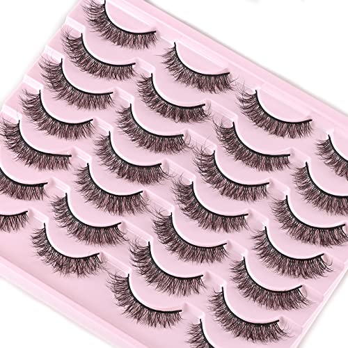 FARRED Cat Eye Lashes Natural False Eyelashes 14 Pairs Wispy Lashes Pack Short Strip Lash Fake Eyelash Mink Lashes Small Full pestañas Set (F21 | 8-14mm)