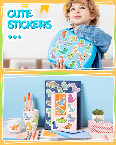 Benresive 100 Pcs Cute Dinosaur Stickers for Kids, Water Bottle Stickers for Kids Waterproof, Vinyl Laptop Kids Stickers Pack, Kids Classroom Prizes for Elementary Students