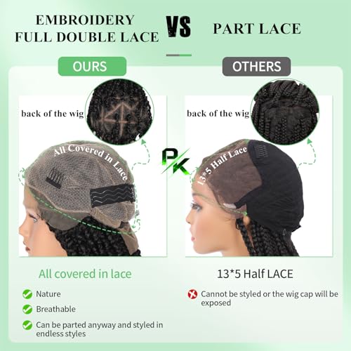 Youthfee 14" locs Braided Wigs for Women and Men Lace Front Braided Wig Knotless Short Black Bob Braid Wig Full Double Lace Braided Wigs with Baby Hair