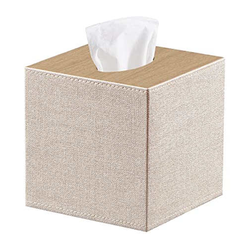 Square Tissue Box Cove,Cut Leather Tissues Cube Box Holder,Modern Facial Paper Organizer Storgage,Box Tissue Dispenser Decor Accessories for Bathroom Counter,NightStand,Coffee table,desk,Home,Office