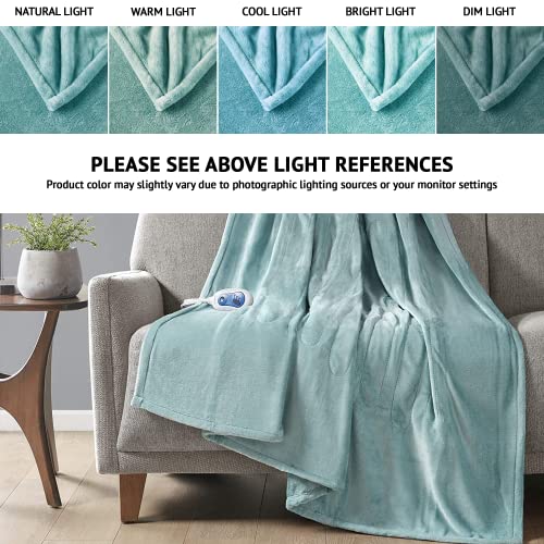 Beautyrest Heated Electric Blanket for Cold Weather, Fast Heating Heated Blanket, Auto Shut Off, Virtually Zero EMF, Multi Heat Setting, UL Certified, Teal Queen (90 inx84 in)