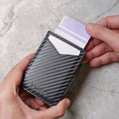 SparkMark RFID Credit Card Holder Wallet for Men | Magnetic Business Card Holder Case | Minimalist Pop Up Metal Wallet with Money Clip, Gift Box Included
