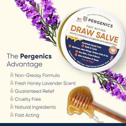 Pergenics Drawing Salve Ointment 1 oz with Natural Herbal Extract for ingrown Hair, Boil & Cyst, Splinter Remover, Bug and Spider Bites, bee Sting, Mosquito bite Itch, Poison Ivy