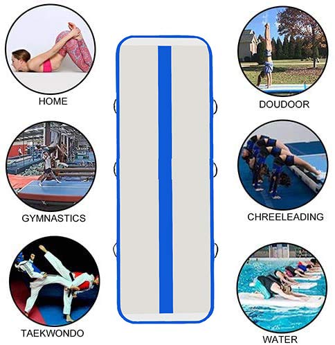 FunWater 10ft/13ft/16ft Inflatable Gymnastics Tumble Track Tumbling Mat 4in Thick Floor Tumble Track with Electric Pump for Cheer Leading/Gymnastics/Beach/Gym/Home