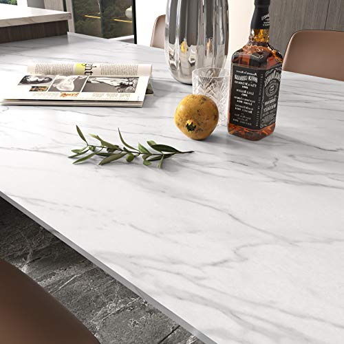 Stickyart White Marble Contact Paper for Cabinets and Drawers Peel and Stick Marble Wallpaper for Countertops Removable Self Adhesive Marble Wall Paper Cabinet Wallpaper for Kitchen Bathroom 12"x80"