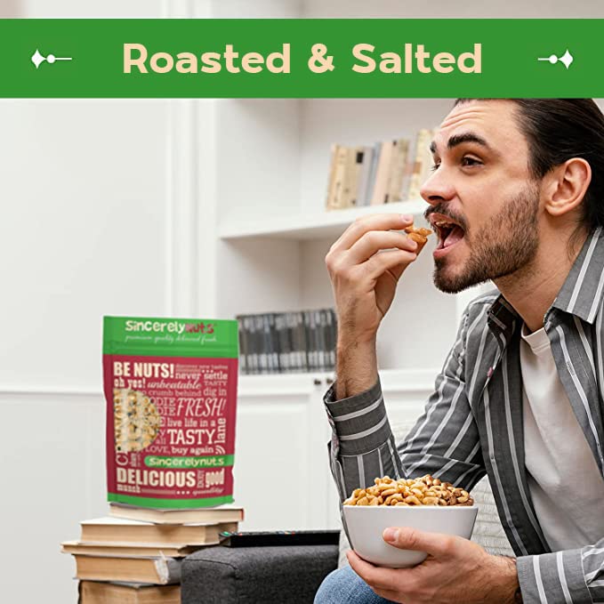 Sincerely Nuts – Whole Cashews Roasted and Salted | One Lb. Bag | Deluxe Kosher Snack Food | Healthy Source of Protein, Vitamin & Mineral Nutritional Content | Gourmet Quality Vegan Cashew Nut