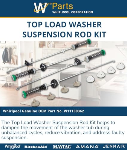 Whirlpool W11130362 Genuine OEM Top Load Washer Suspension Rod Kit Replacement Part – Replaces W10594080, W10735786, W10748956, W10780040, and more