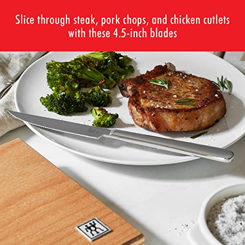 ZWILLING Contemporary Steak Knife Set of 8, Oval handle, Stainless Steel, with 12" x 10" case