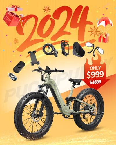 PUCKIPUPPY Electric Bike for Adults 960W, 48V 20AH Battery Adult Electric Bicycles, 26" Fat Tire Full Suspension Step-Thru Ebike, 28MPH Mountain Ebike, 7 Speed, 80Miles Range, UL Certified-Boxer ST