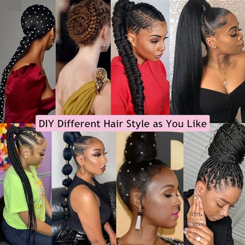 Kediciz Ponytail Extension Warp Around Pony Tail with Hair Tie 24inch Long Synthetic Yaki Straight Braiding Hair Ponytail DIY Braided for Women Girls Daily Party Cosplay,Black Brown