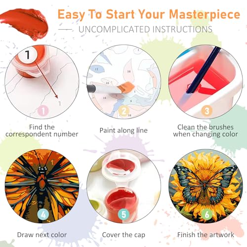 Framed Paint by Numbers Kit for Adults Beginners & Kids Ages 8-12, Streetscape Acrylic Easy Paint by Number with Frame, Watercolor Paint by Number Kits on Canvas Framed (10 * 10 Inch, without Easel)