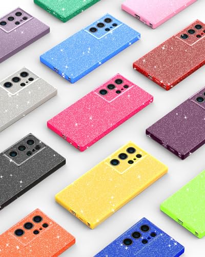 CUZMIGO Samsung Galaxy S24 Ultra Case for Women, Cute Neon Bright Color, Glitter Bling Thin Slim Shockproof Silicone Sparkly Case, Soft TPU Phone Case for Women and Girls, Black