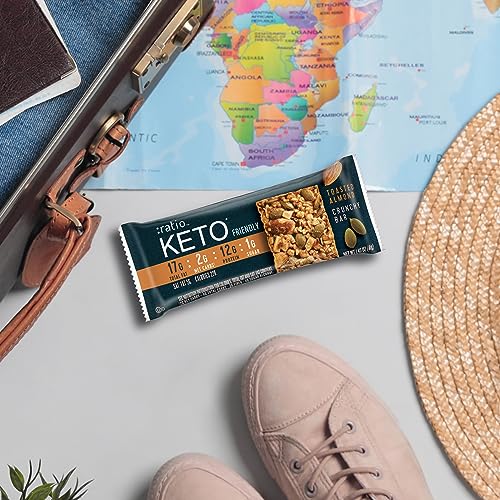 :ratio KETO Friendly Crunchy Bars, Coconut Almond, Gluten Free Snack, 4 ct