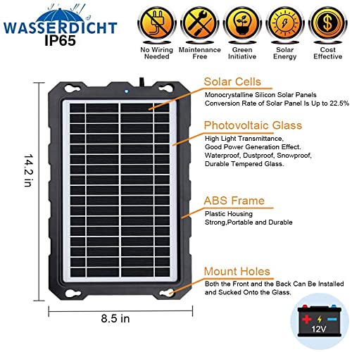 POWOXI Upgraded 7.5W-Solar-Battery-Trickle-Charger-Maintainer-12V Portable Waterproof Solar Panel Trickle Charging Kit for Car, Automotive, Motorcycle, Boat, Marine, RV,Trailer, Snowmobile, etc.