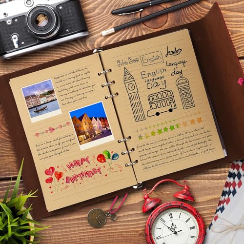 Asten Leather Writing Journal, Refillable Notebook with Lined Pages Vintage Travelers Notebook, Gift for Men and Women 9.1 x 6.5inch(A5, Blue