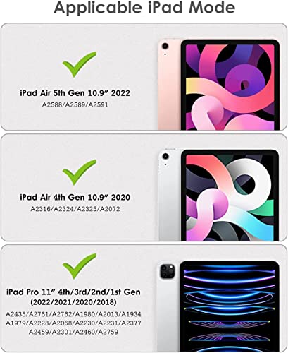 TSQQST for iPad Air 5th/4th Generation Case 10.9 Inch, iPad Pro 11 Inch Case (4th/3rd/2nd/1st Gen) 2022 2021 2020 2018, Heavy Duty Rugged Protective Case w/Screen Protector+Stand+Hand Strap, Black