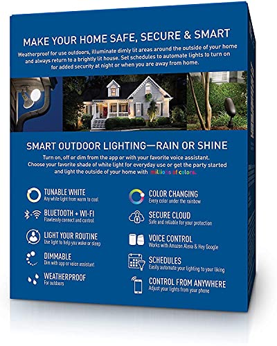Cree Lighting Connected Max Smart Led Bulb Par38 Outdoor Flood Tunable White + Color Changing, 2.4 Ghz, Works with Alexa and Google Home, No Hub Required, Bluetooth + WiFi, 1Pk