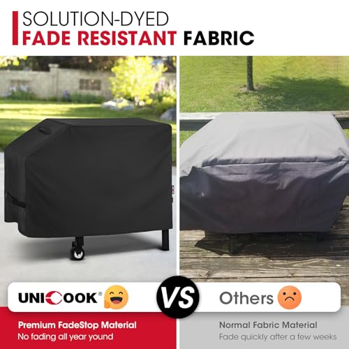 Unicook 28 Inch Griddle Cover for Blackstone and Nexgrill Cooking Station, Outdoor Flat Top BBQ Grill Cover with Sealed Seam, Heavy Duty Waterproof Fade Resistant, Black