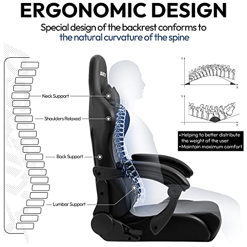 Dowinx Gaming Chair Ergonomic Office Recliner for Computer with Massage Lumbar Support, Racing Style Armchair PU Leather E-Sports Gamer Chairs with Retractable Footrest (Black)