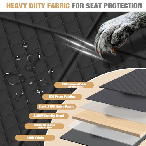 Lekereise Dog Car Seat Cover for Back Seat,Hard Bottom Dog Hammock for Car,Camping Air Mattress, Hammock Travel Bed for Car SUV Truck (Black)