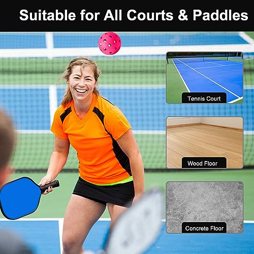 kisportee Pickleballs Balls, Outdoor Pickleball Ball with Mesh Bag for Sport Outdoor Play, High Elasticity & Durable USAPA Approved Pickleballs for All Style Pickleball Paddles (Pink)