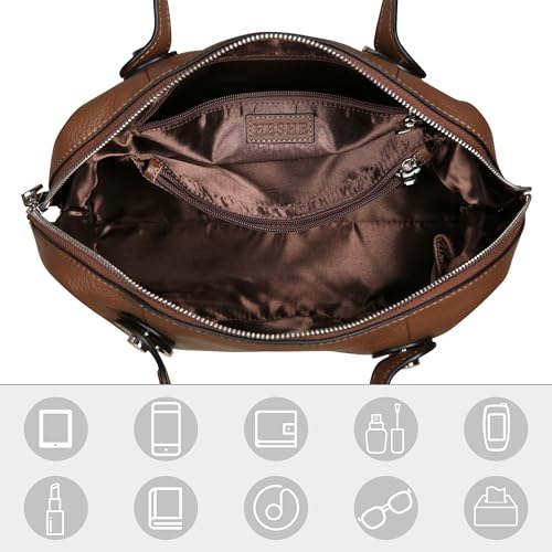 HESHE Leather Purses for Women Shoulder Handbag Designer Bags Cross Body Purse Women’s Satchel Bag Totes (Black)