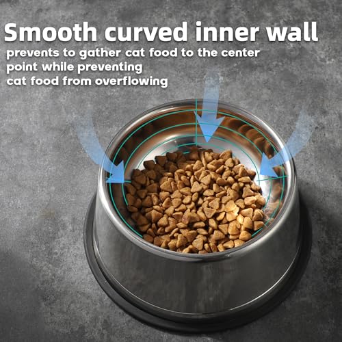 Nicelock Elevated Cat Bowl Stainless Steel Combined Type Cat Bowls Whisker Fatigue Cat Dish, One Raised Cat Bowl and One Dish